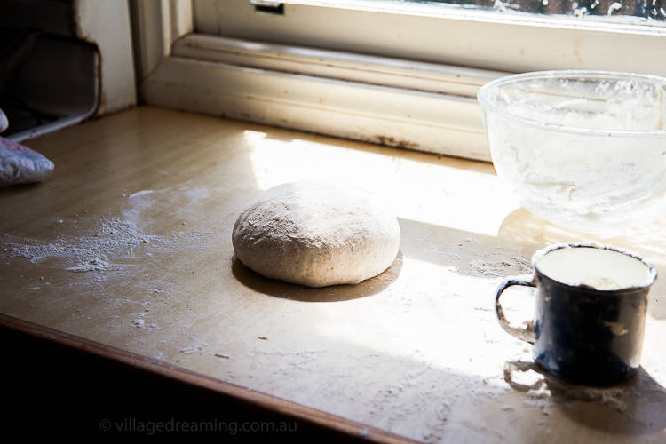 The dough is allowed to rest and develop and acclimatise to the ambient room temperature. 